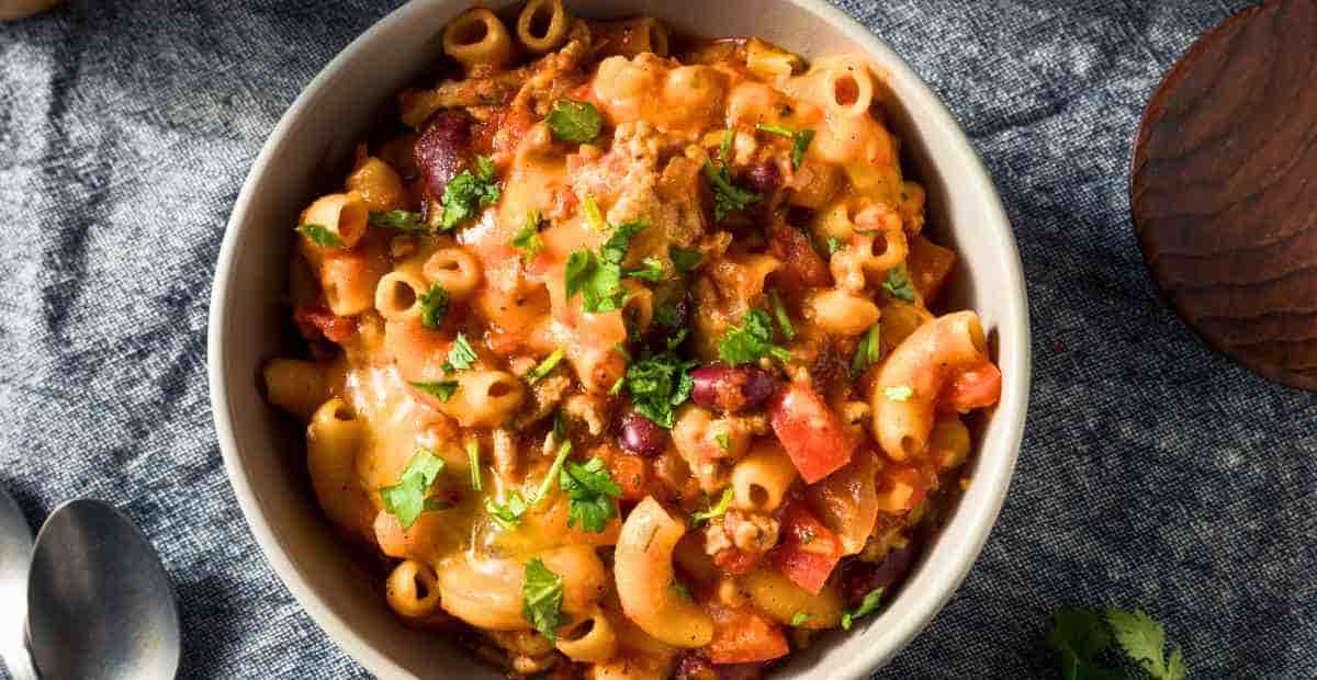 Easy One-Pot Snider’s Chili Mac with Beef, Beans, and Cheese