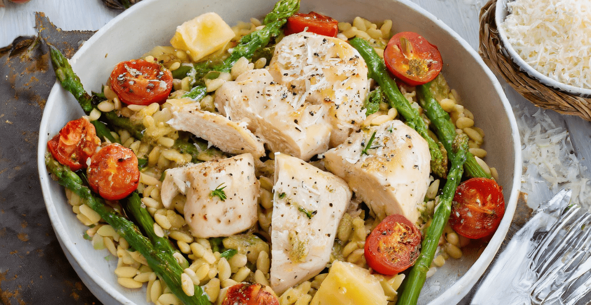 Easy One Skillet Lemon Pepper Chicken and Orzo Dinner