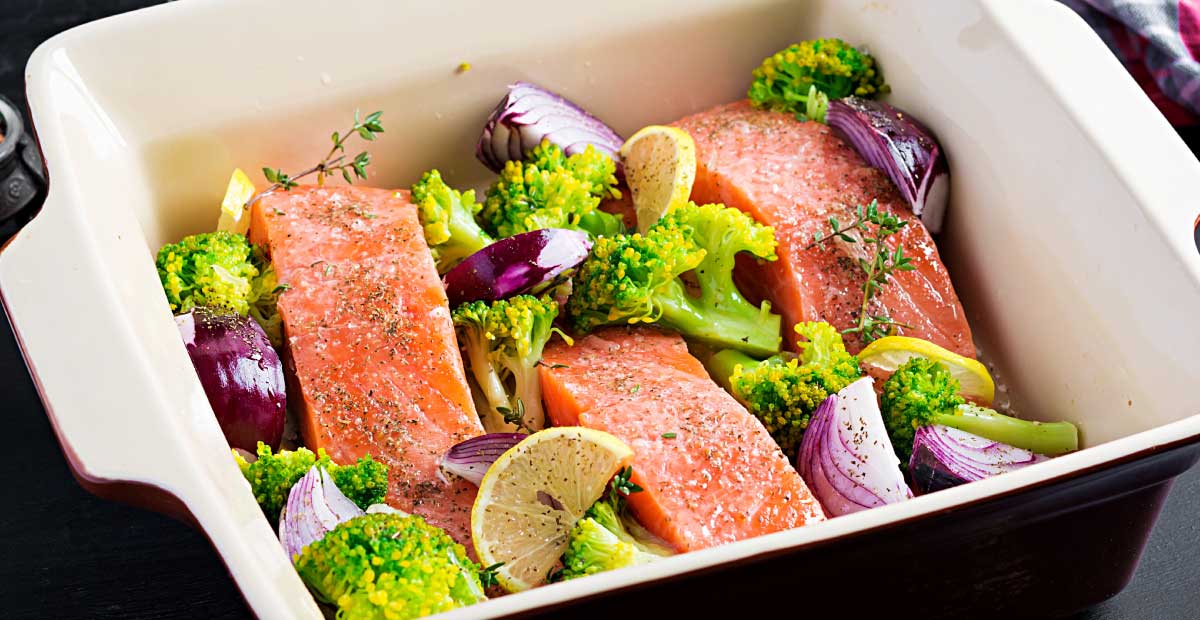 Snider's Zesty Lemon Pepper One Pan Salmon & Veggies Recipe