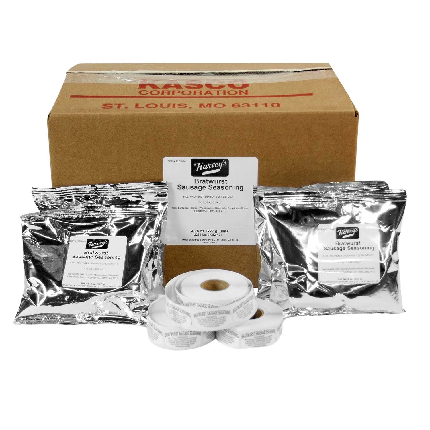 Harvey's Bratwurst Sausage Seasoning, 48 - 8 oz. Bags per Case